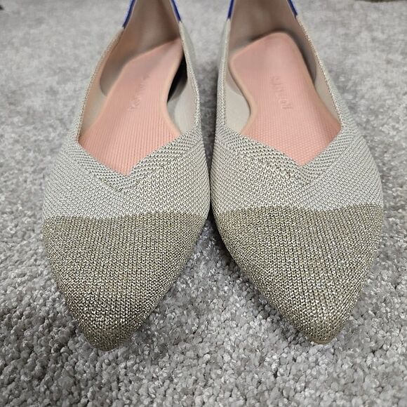 Rothys The Point Diamond Mettalic Flats Pointy Shoes Colorblock Women’s Size 8.5 - Picture 9 of 9